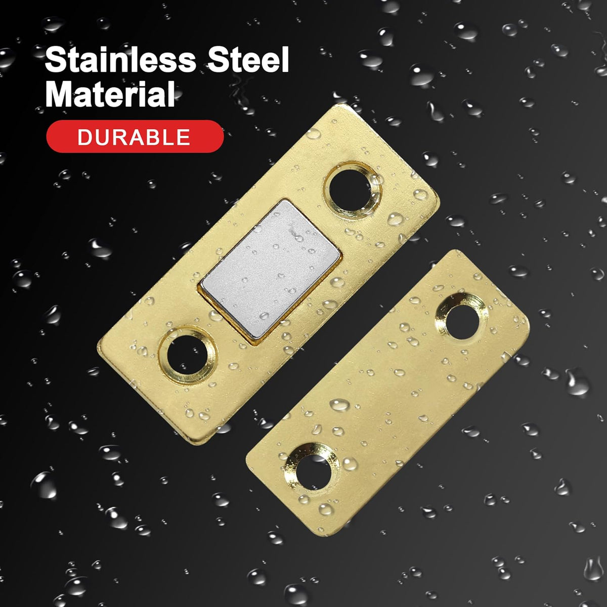 Cabinet Magnetic Catch, 20 Pack Gold Ultra Thin Magnetic Cabinet Door Catch, Adhesive Cabinet Magnets for Kitchen Drawer Cabinet Door Closet, Concealed Strong Magnetic Cabinet Latch
