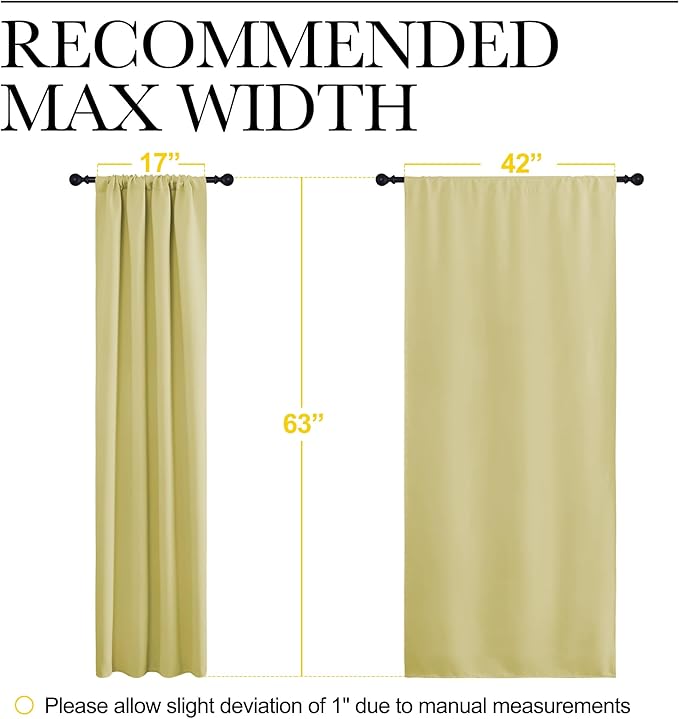 NICETOWN Paler Yellow Blackout Curtains 63 inches Long