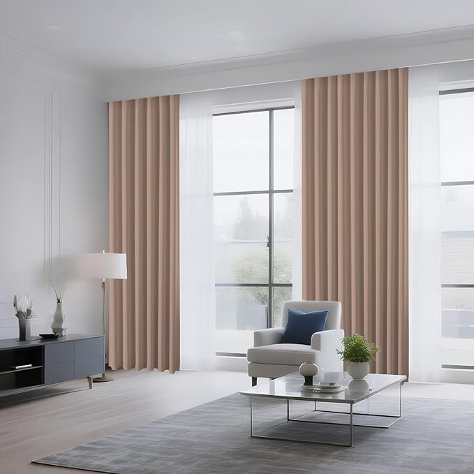 CUCRAF Khaki Blackout Curtains 45 inch Length 2 Panels Set, Rod Pocket Room