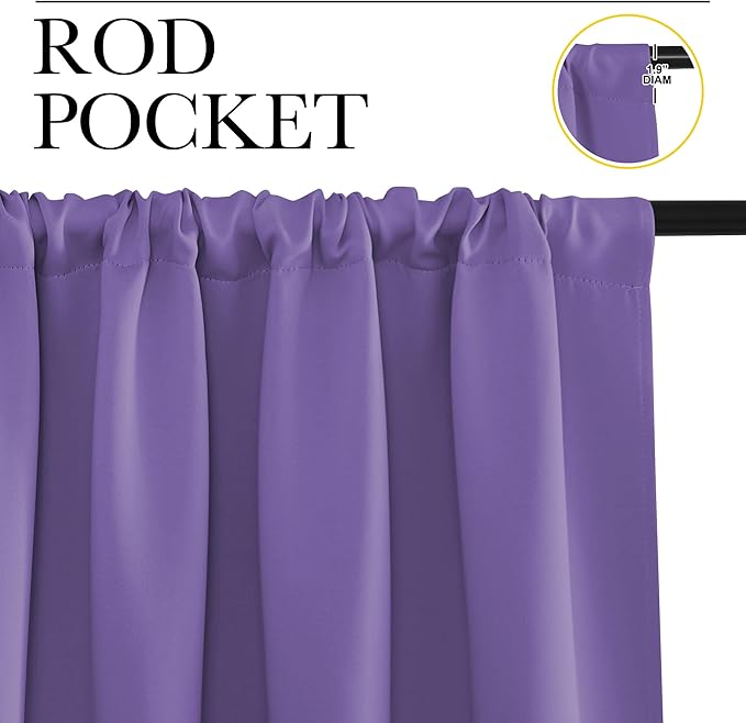 NICETOWN Blackout Curtains for Living Curtains, Lilac Purple, 52 by 63 Inch