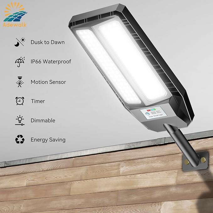 5000W Solar Lights Outdoor - 7000K LED Solar Street Lights Outdoor with Motion Sensor and Remote Control, IP66 Waterproof, Dusk to Dawn for Yard, Patio