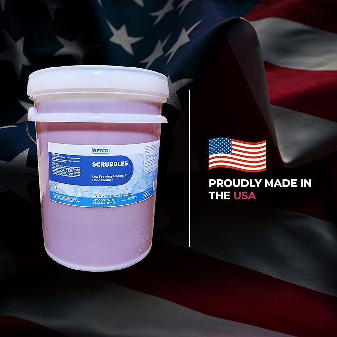 Scrubbles Low Foaming Automatic Floor Cleaner, Industrial Strength Concentrate - Deep Cleaning Solution for Concrete Floors, 2oz Per Gallon of Hot Water, 5 Gallons