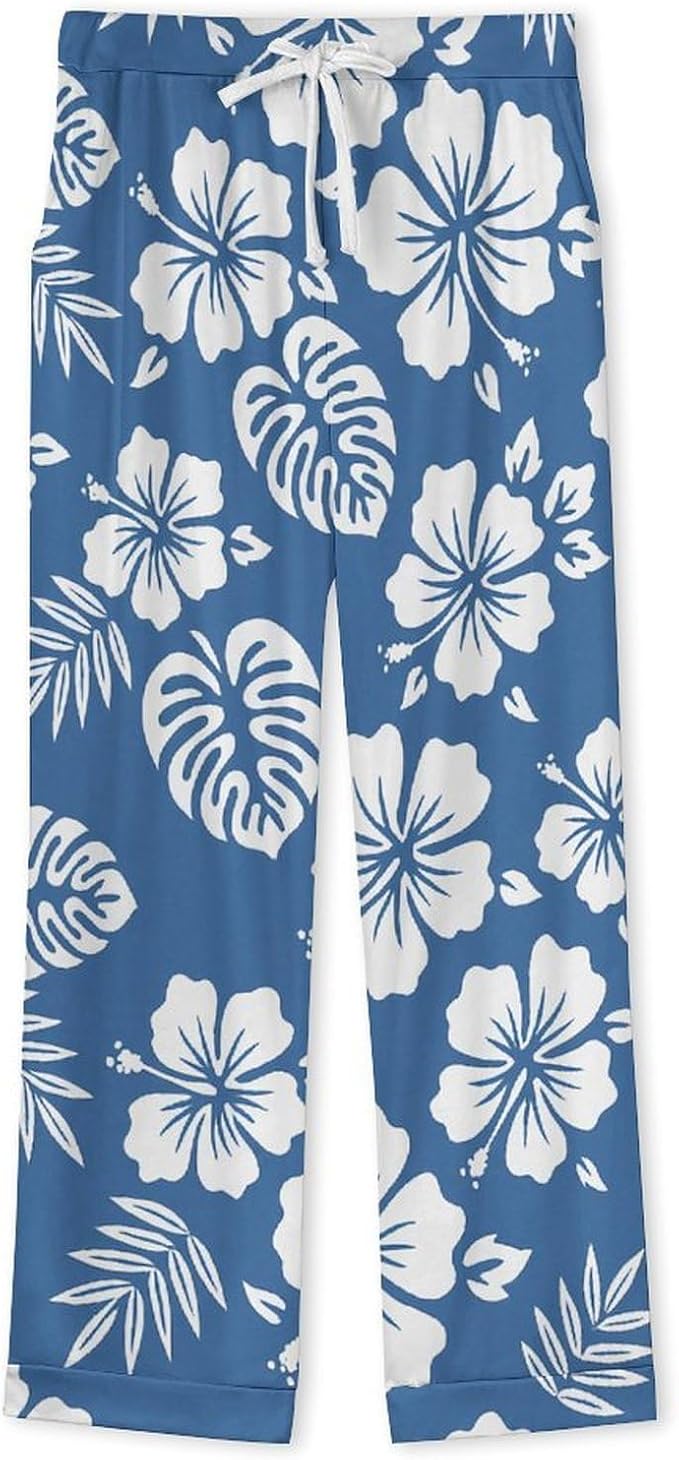 Lemons Leaves Ceramic Style Womens Pajama Set Long Sleeve Pajamas Top And Pants Soft Loungewear Pjs Sets