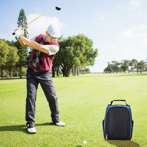 Golf Shoes Bag for Men Sport Bag - Zippered Storage Bag Travel Shoes Case carrier Tote Bag for Sport Golf Tennis and Other Accessories (Blue)