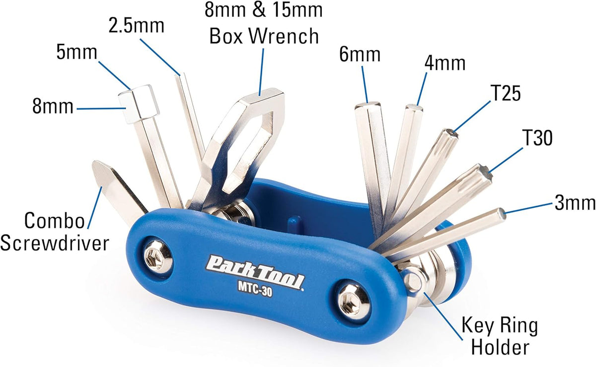 Park Tool MTC-10 Bicycle Multi-Tool with 3, 4, 5 & 8mm Hex Wrenches, T25 & Screwdriver