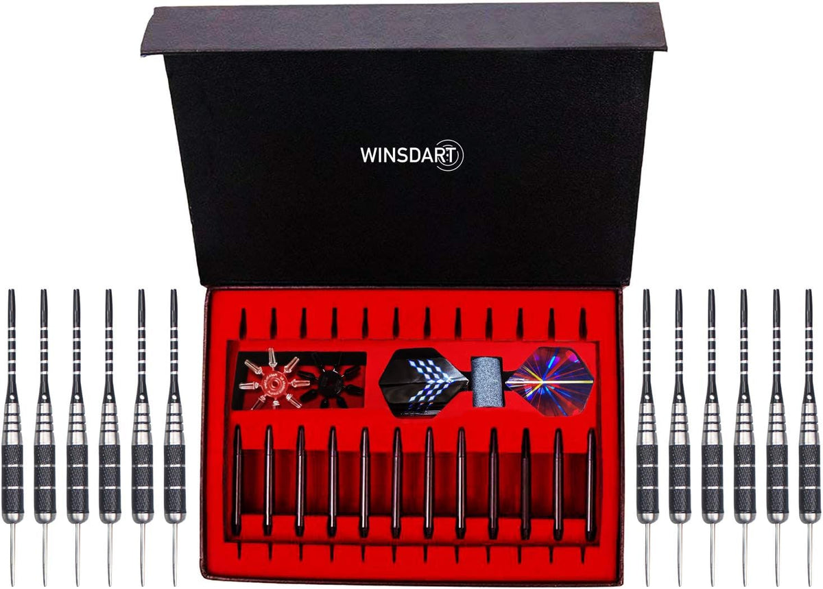 WINSDART Professional Metal Darts Set - Steel Tip Darts with Nonslip Iron Barrel & Aluminum Shafts | Gift Box Included
