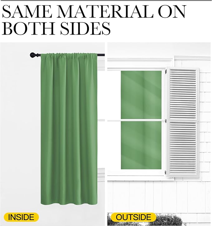NICETOWN Blackout Curtains for RV Windows, Froest Green, 2 Panels, Room