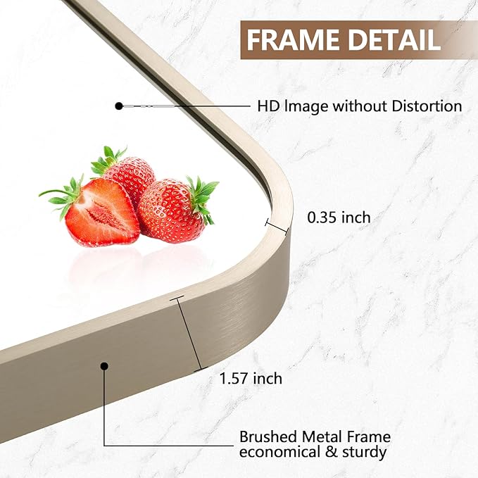30x36 Inch Brushed Nickel Bathroom Mirror, Framed Rectangle Mirror
