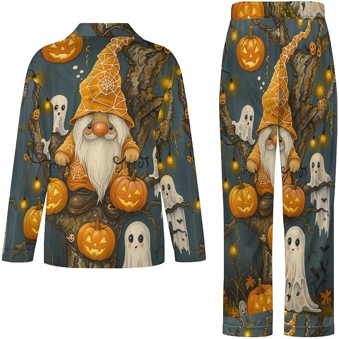 Lemons Leaves Ceramic Style Womens Pajama Set Long Sleeve Pajamas Top And Pants Soft Loungewear Pjs Sets