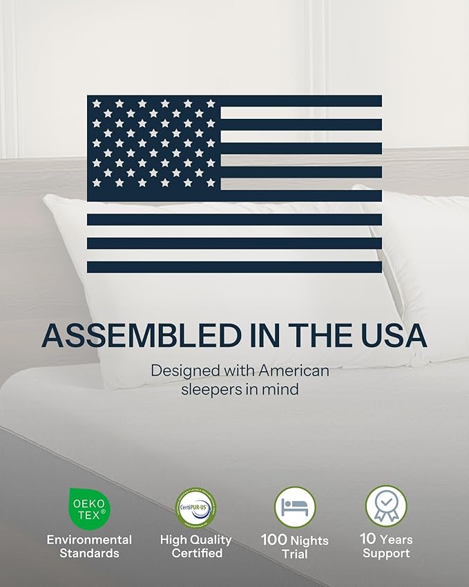 Life Balance Twin Size Mattresses 12 inch, Made in USA Hybrid Mattress in a Box with Individual Pocket Coils, Edge Support, Pressure & Pain Relief, Motion Isolation, Medium Feel, CertiPUR-US, CE-12-T