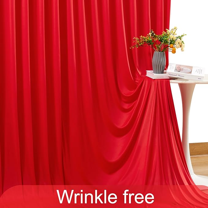 4 Panels Red Backdrop Curtain for Parties Wedding Wrinkle Free Red Photo Curtains Backdrop Drapes Fabric Decoration for Birthday Party Baby Shower Christmas 20ft(W) x 10ft(H)