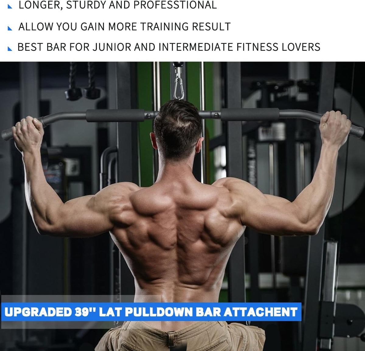 Rotating LAT Pull Down Bar by [Brand Name] - 39.4'' Cable Attachment for Gym Pulley System