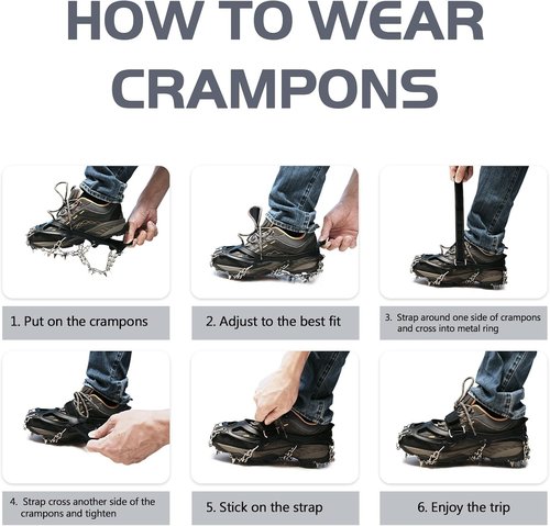 Ice Trekkers for Boots - Crampons Ice Cleats Traction Snow Grips for Boots Shoes with 23 Stainless Steel Spikes Anti Slip for Walking,Hiking,Climbing,Fishing and Mountaineering (Medium)