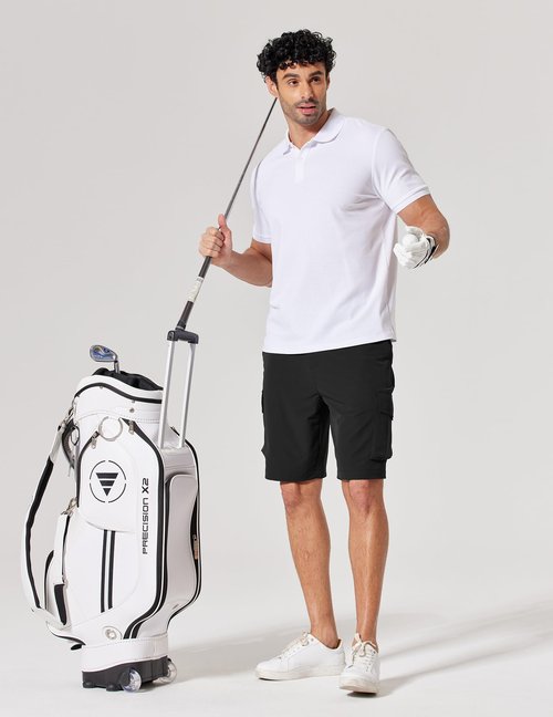 COOFANDY Mens Shorts Casual Hiking Cargo Shorts Lightweight Quick Dry Fishing Golf Shorts Men 9 Inch Inseam Black