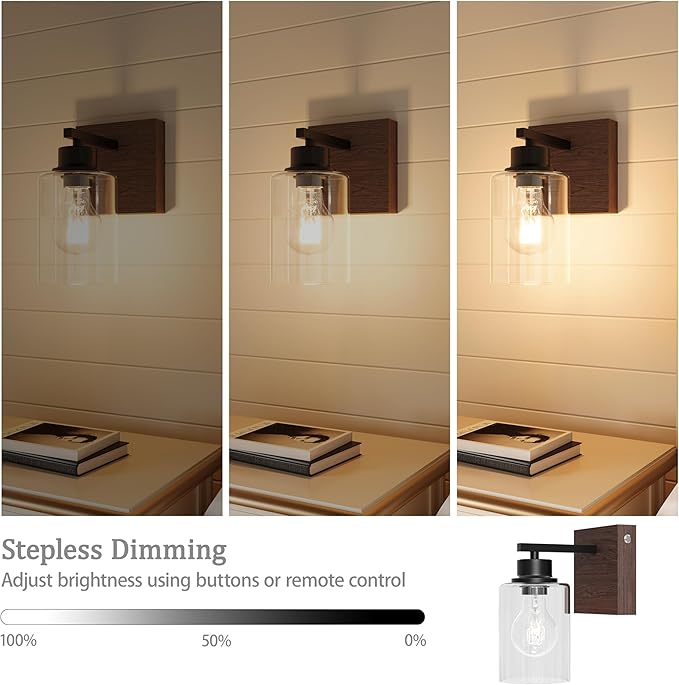 Battery Operated Wall Sconce Set of 2, Easy Install Dimmable Wireless Wall Lamps