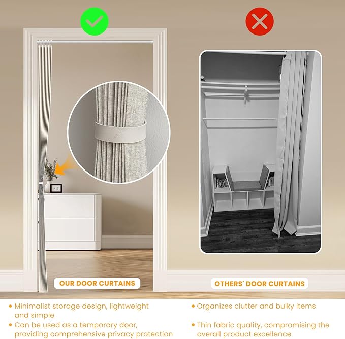 AJAZZ 100% Blackout Door Curtain Accordion Door Closet Curtain Invisible