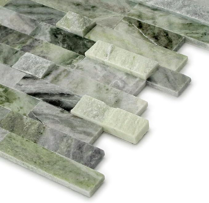 SUNWINGS 5-Sheet Peel and Stick Mosaic Natural 3D Stone Self Adhesive Marble