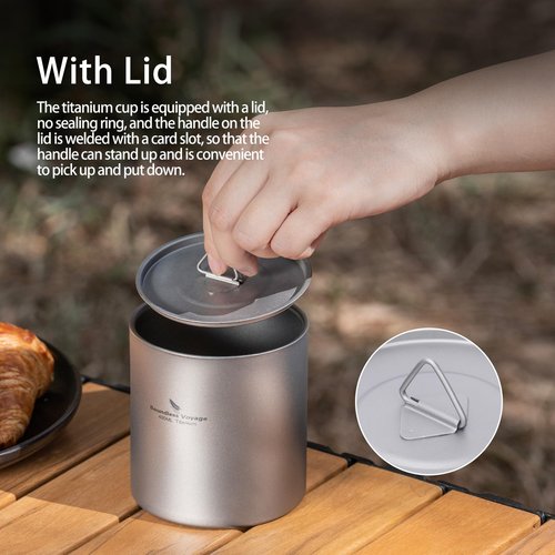 Boundless Voyage Titanium Double Walled Cups Ultralight Stackable Storage Metal Tea Coffee Drinking Mug Durable Portable Cup for Outdoor Camping Daily Use (3 Cups Set)