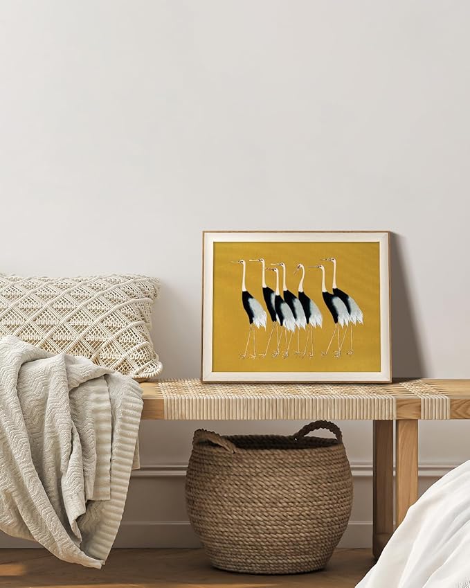 VIYYIEA Framed Wall Art for Living Room, Cranes Canvas Prints, Vintage Home