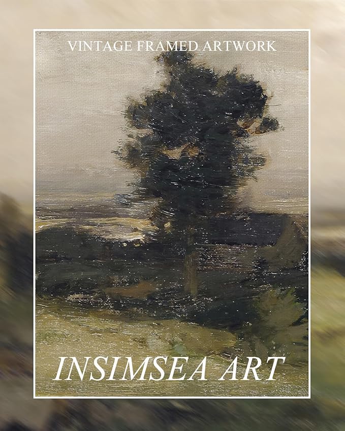 InSimSea Extra Large Framed Vintage Wall Art, Living Room Country Farmhouse Decor, Wilderness Landscape Paintings, Canvas Prints, Retro Scenery Long Picture for Bedroom Above of Bed,12x36inch