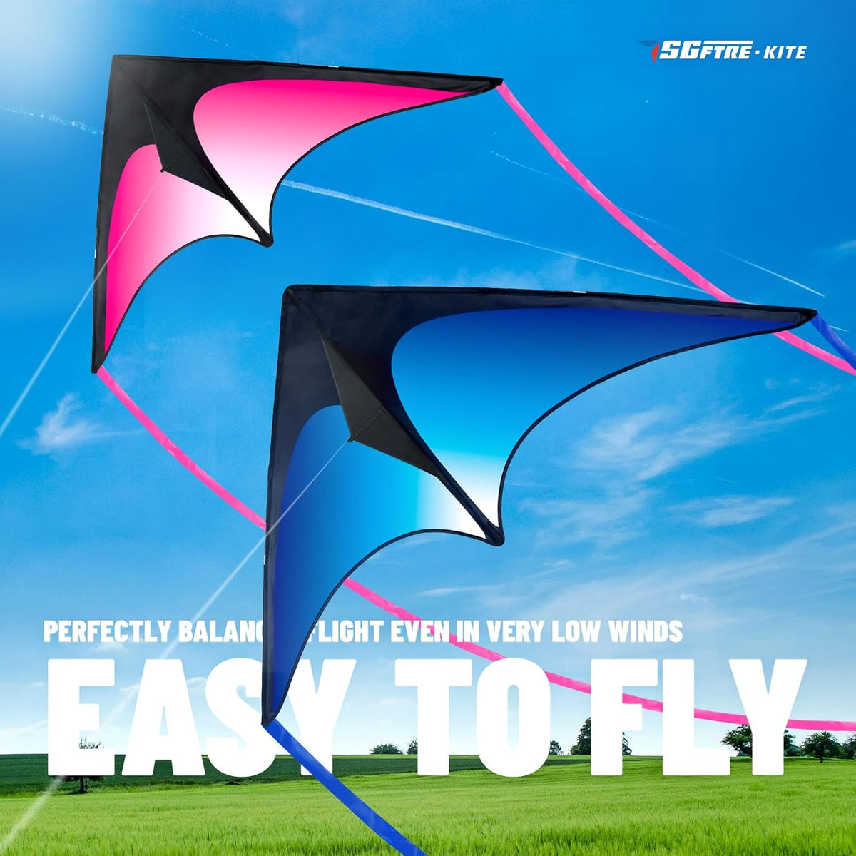 SGftre Delta Kite Set - Easy Launch Kites for Kids & Adults | Perfect for Beach & Park Activities