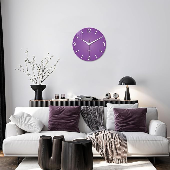 XFM Purple Wall Clock for Women Girls Bedroom 20 Inch Modern Simple Wall Clocks