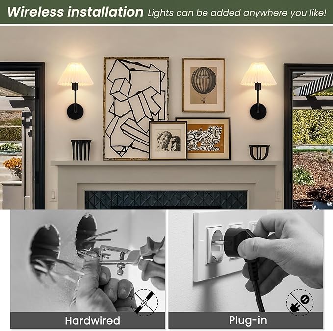 Rechargeable Battery Operated Wall Sconces Sets of 2, 15 Colors Wireless Wall