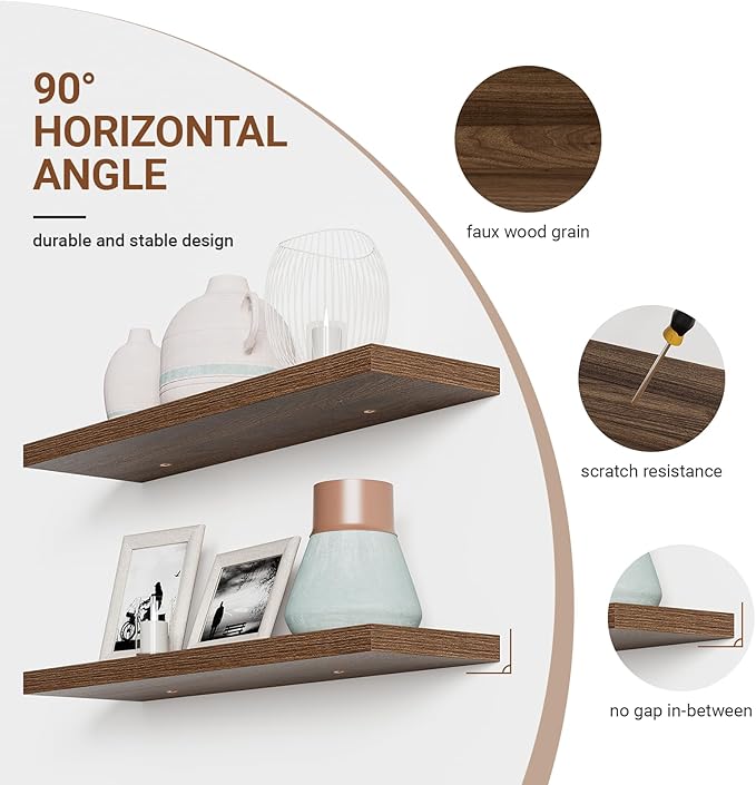 Heimlove Floating Shelves for Wall 36 Inches Long, 9.3" Deep Walnut Floating