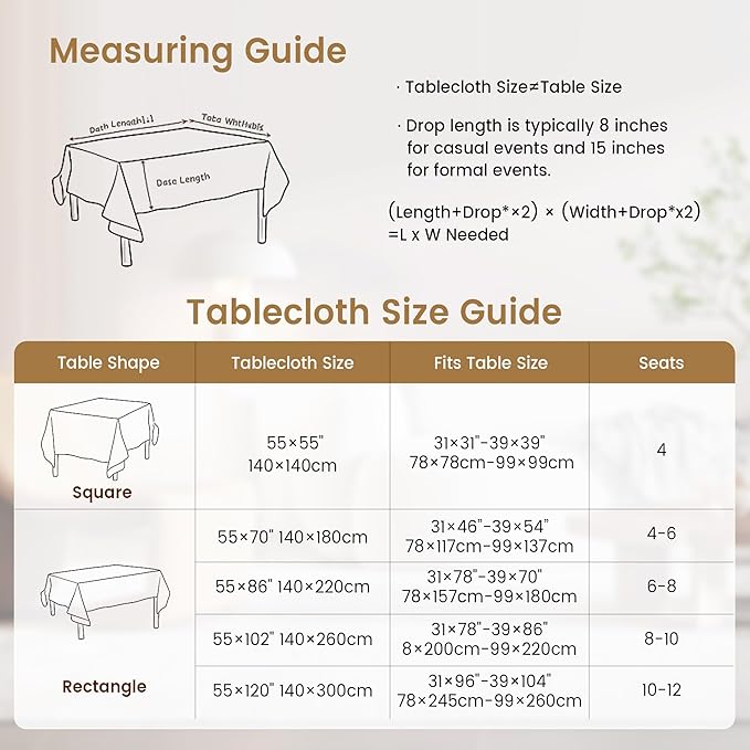 puredown® Rustic Rectangle Tablecloth, Waterproof Cotton Linen Tablecloth with Tassel, Wrinkle Free Farmhouse Table Cloths for Kitchen Dining Outdoor, 55"x70",4-6 Seats, Coffee