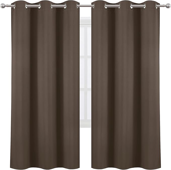 LEMOMO Chocolate Brown Thermal Blackout Curtains/42 x 72 Inch/Set of 2 Panels
