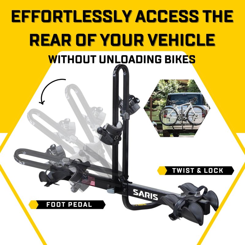 Saris Freedom 2-Bike Hitch Rack – Universal Fit for All Bike Types, 1¼" & 2" Receivers, 120 lb Capacity, Compact Design, Secure Ratcheting Straps