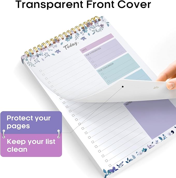 Taja To Do List Notepad - To Do List Notebook for Work with 52 Sheets, 9.8" x 6.5", Undated Daily Planner Perfect for Daily Tasks and Goal Setting, Notepad Suitable for Office, Home & School - VioletBloom