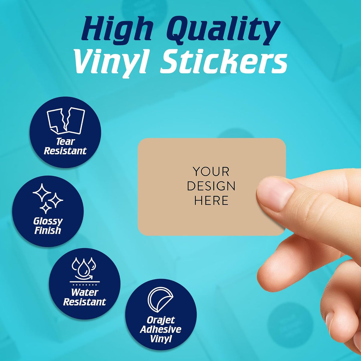 100 Custom Vinyl Stickers - Upload Your own Image, Text, Design, Logo - Personalized Logo Labels for Handmade, Packaging, Bottle, Jars, Candle, Brand Stickers (Brown, 4x2)