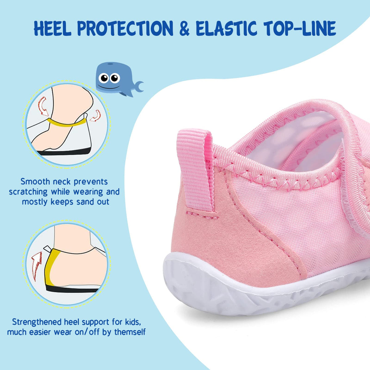 LeIsfIt Toddler Water Shoes Boys Girls Barefoot Aqua Socks Kids Breathable Quick-Dry Swim Shoes for Beach Pool Surf, Pink, 7 Toddler