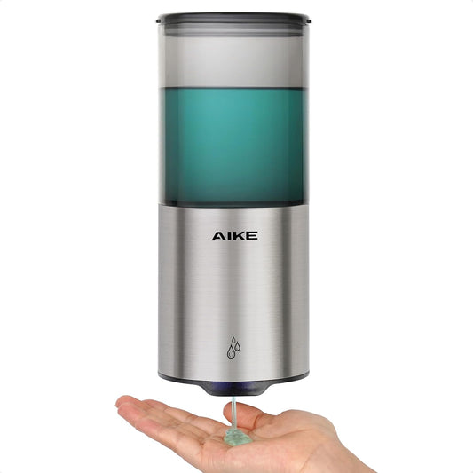 AIKE Automatic Soap Dispenser Wall Mounted for Kitchen and Bathroom, IPX7 Waterproof with Brushed Stainless Steel Finish 13.5fl.oz. for Liquid Soap