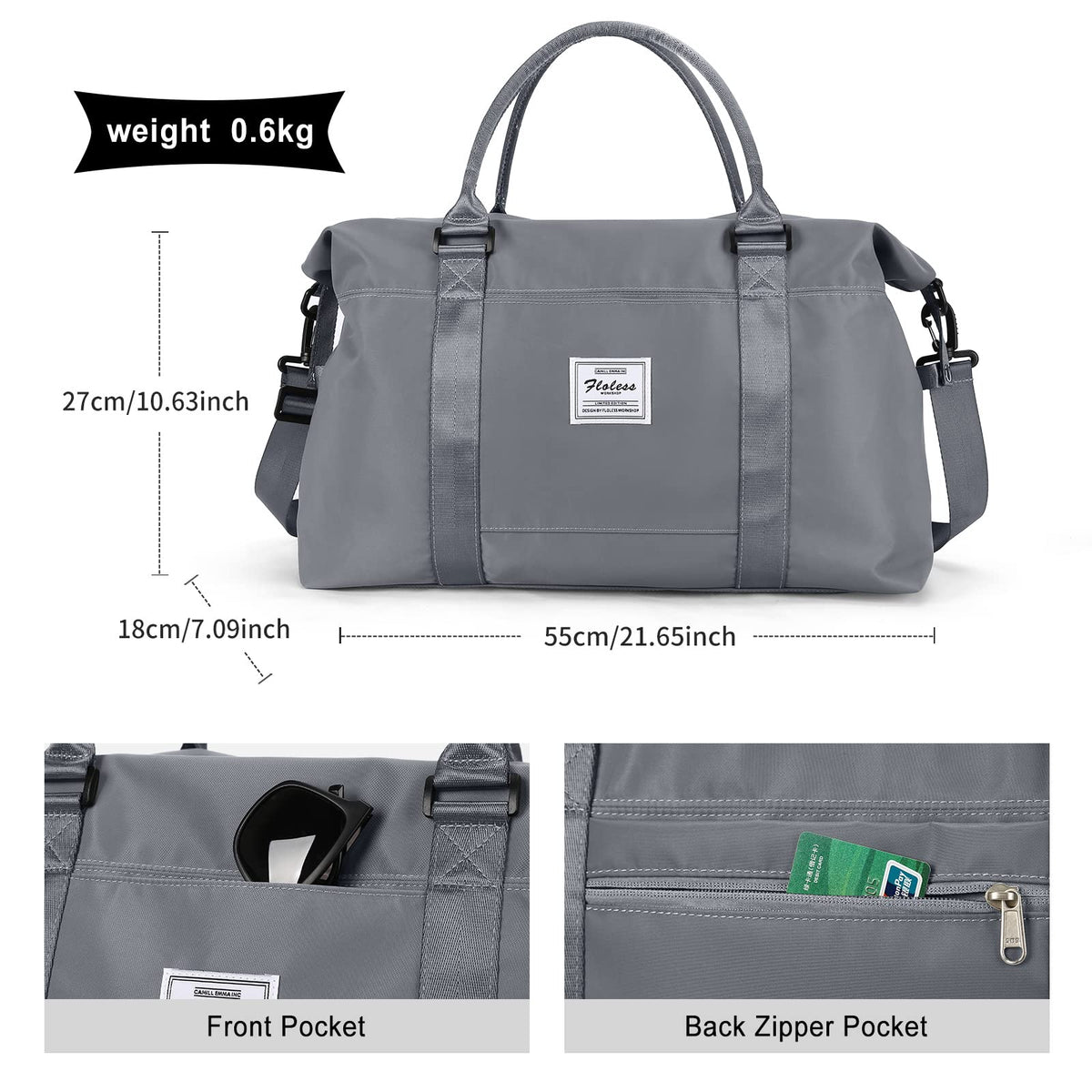 Travel Duffel Bag, Carry-on Overnight Weekender Bags for Women