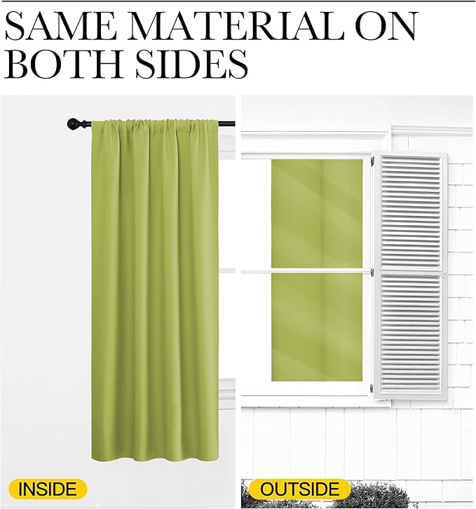 NICETOWN Fresh Green Blackout Curtains 48 inches Long