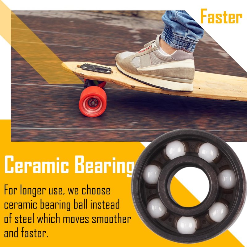 Senston Ceramic Skateboard Bearings High Speed Double Shielded 608 RS ABEC-11 8 Pack Set for Skateboard Trucks Scooters Wheel Roller Skate