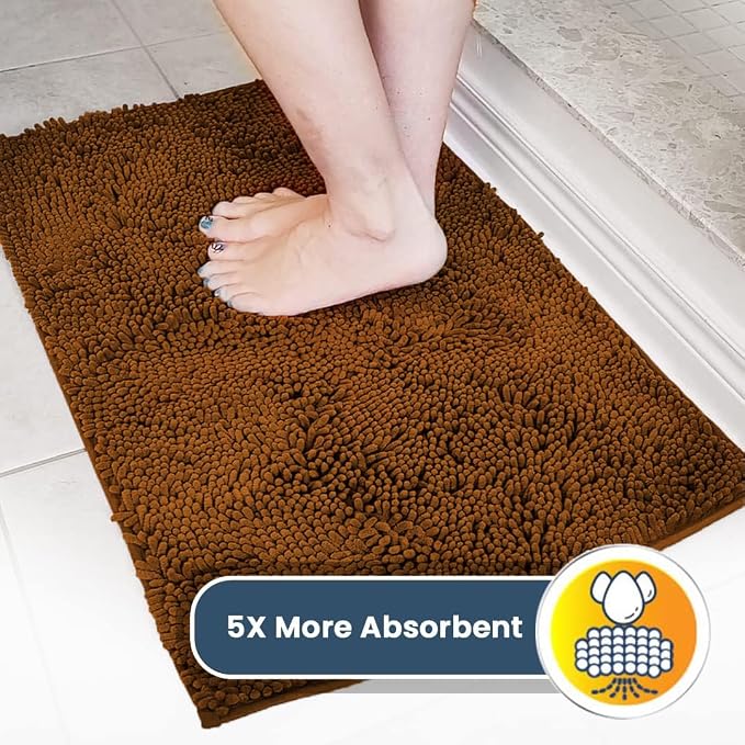 Muddy Mat® | Super Water Absorbent Door Mat Indoor, Microfiber Quick Dry Chenille Entryway Rug, Slip Resistant Front Door Mat, Indoor Mats for Entryway, Machine Washable Pet Rug, Amber 24" x 72"