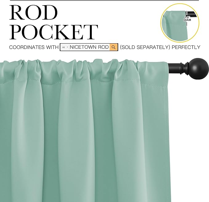 NICETOWN 2 Panels Blackout Curtains, Rod Pocket Thermal Insulated Drapes 84