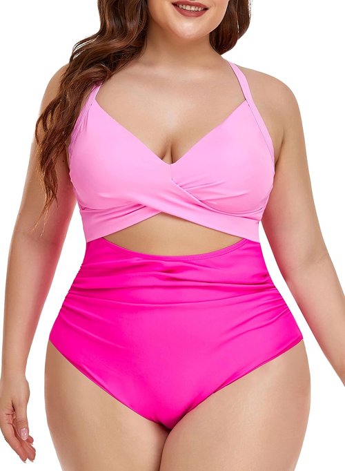 Eomenie Women's One-Piece Swimsuit - Tummy Control Cutout Design | High-Waisted Wrap Tie Back Style