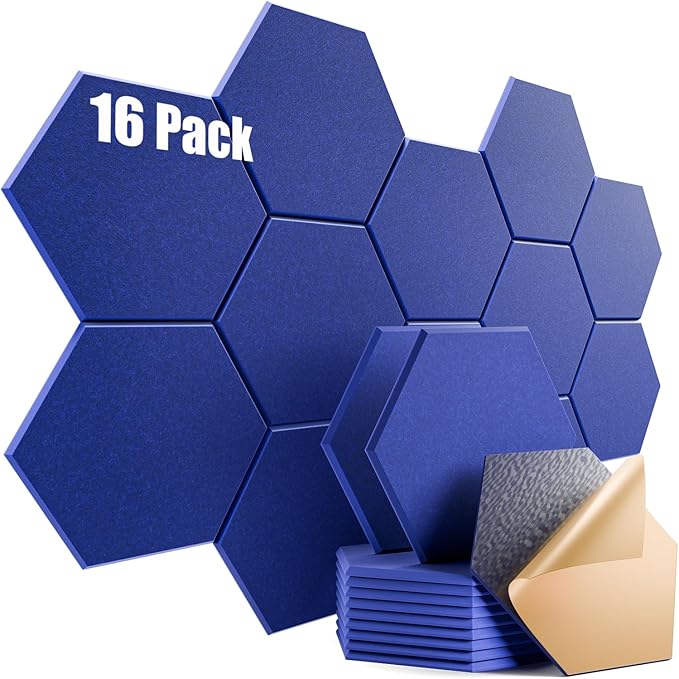 16 Pack Self-adhesive Acoustic Panels 12" X 10" X 0.4" -Sound Proof Foam Panels