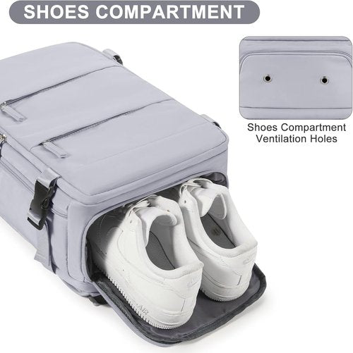 Coofay Travel Backpack - Flight Approved Carry-On for Men & Women | Grey with Shoe Compartment