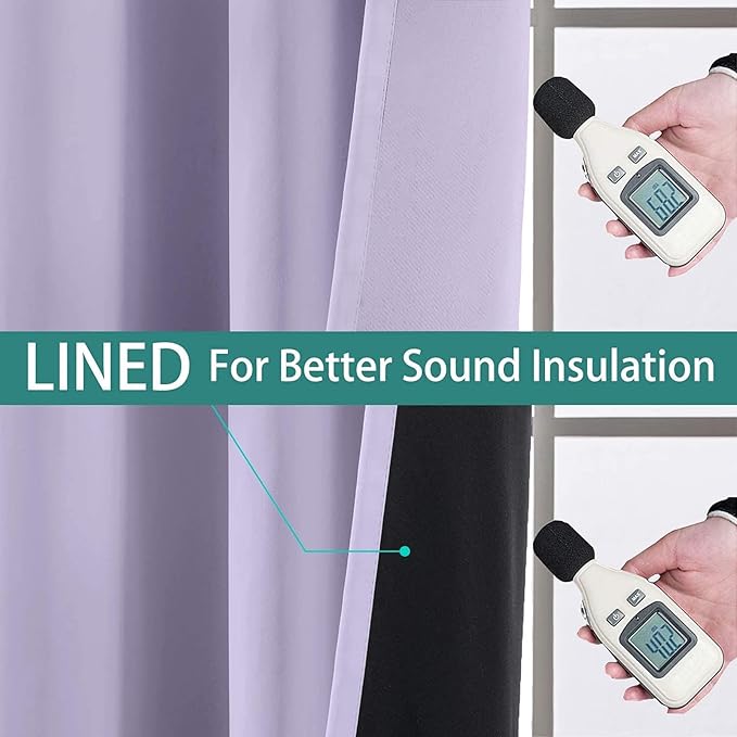 Yakamok 100% Blackout Lined Panels, Thermal Insulated Blackout Curtains