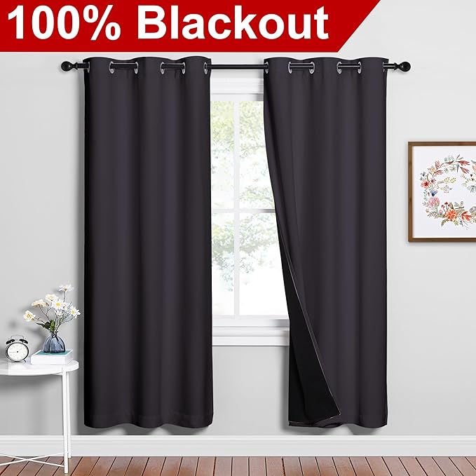 NICETOWN Full Shade Curtain Panels, Pair of Thermal Insulated & Energy