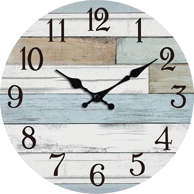 KECYET Wall Clock Battery Operated 16 Inch Large Silent Non Ticking Coastal