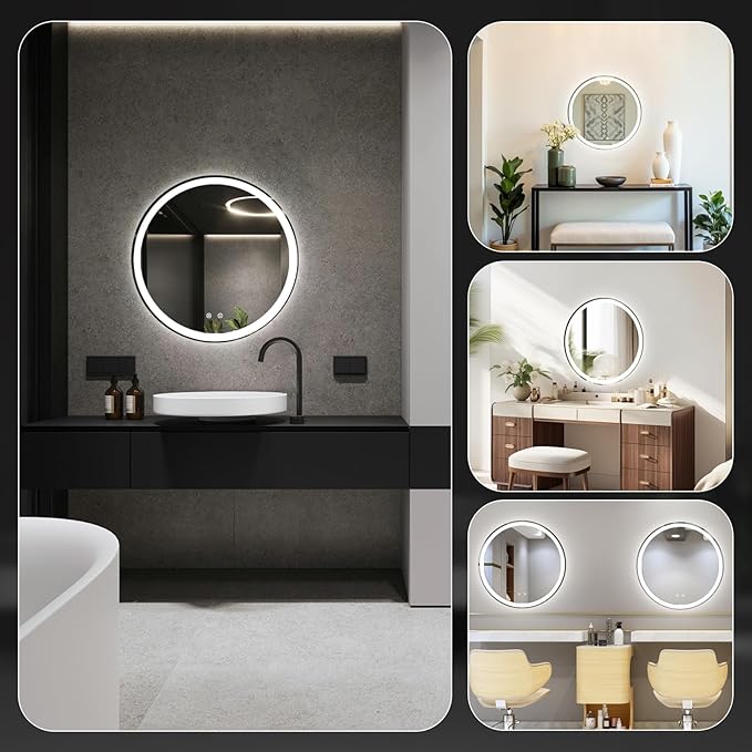 Sweetcrispy 36-Inch Round LED Bathroom Backlit Mirror