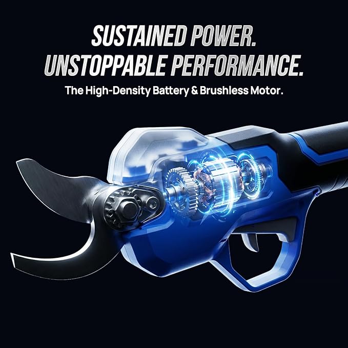Wild Badger Power 20V Cordless Electric Pruning Shears, Brushless Motor Battery Powered Electric Pruner with Battery & Charger Included, One-Hand Garden Tool for Tree Branches and Yard Trimming
