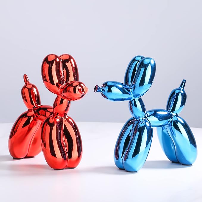 Balloon Dog Sculpture Modern Home Decor Collectible Figurines Funky Statues for Bedroom Trendy Animal Decor for Coffee Table Living Room Decor Art Resin Decor Office Standing Desk Decor