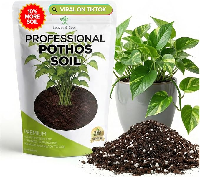 Professional Pothos Soil Potting Mix 2.2 Quarts Ready to Use, Premium Indoor Plant Soil for Pothos Plants, Pothos Dirt with Peat Moss Coco Coir Perlite Dolomite, Made in USA